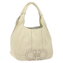 Salvatore Ferragamo Hand Bag Leather White Gold Auth kk510-1