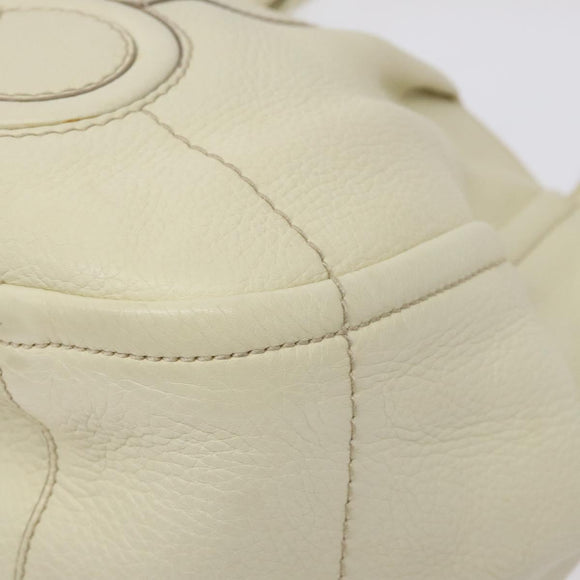 Salvatore Ferragamo Hand Bag Leather White Gold Auth kk510