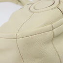 Salvatore Ferragamo Hand Bag Leather White Gold Auth kk510-14