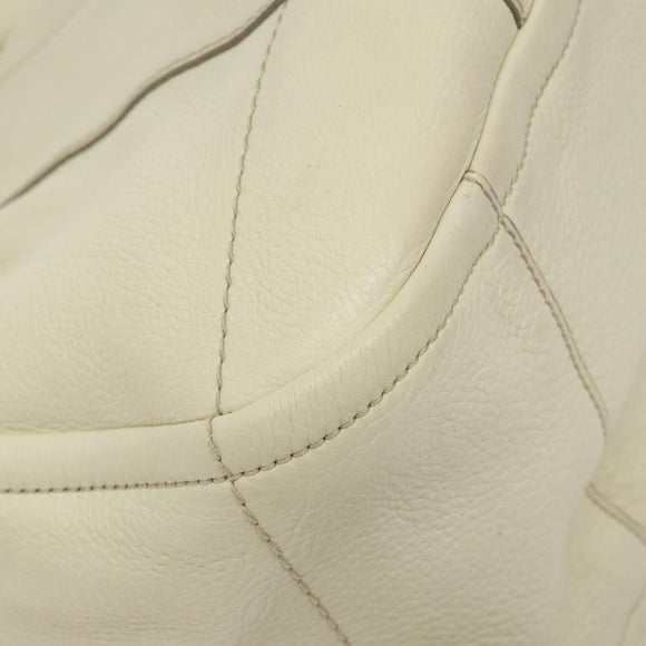 Salvatore Ferragamo Hand Bag Leather White Gold Auth kk510