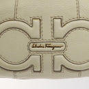 Salvatore Ferragamo Hand Bag Leather White Gold Auth kk510-17