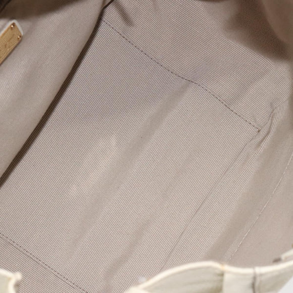 Salvatore Ferragamo Hand Bag Leather White Gold Auth kk510