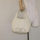 Salvatore Ferragamo Hand Bag Leather White Gold Auth kk510-21