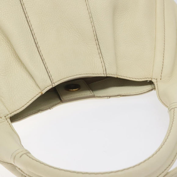 Salvatore Ferragamo Hand Bag Leather White Gold Auth kk510