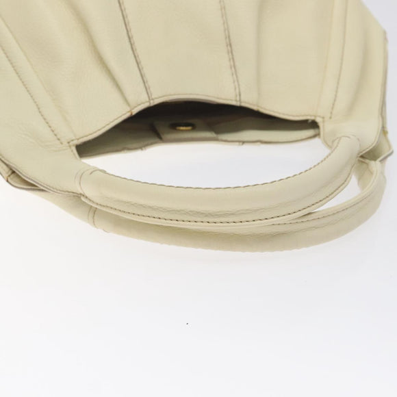 Salvatore Ferragamo Hand Bag Leather White Gold Auth kk510