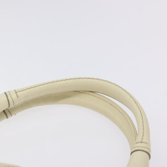 Salvatore Ferragamo Hand Bag Leather White Gold Auth kk510