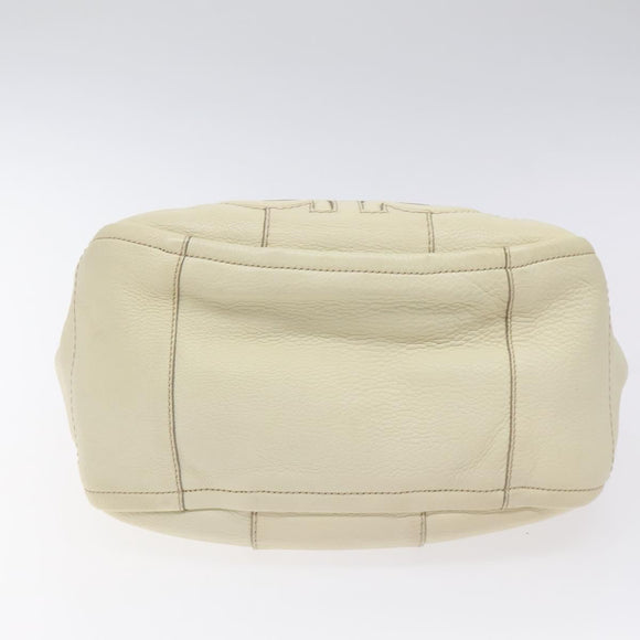 Salvatore Ferragamo Hand Bag Leather White Gold Auth kk510