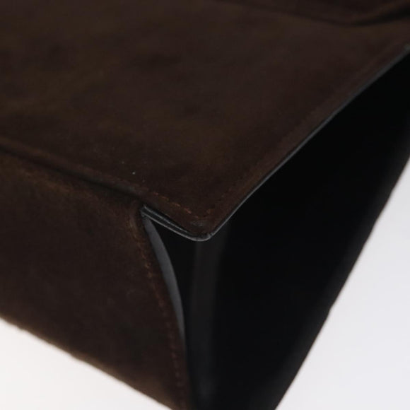 Salvatore Ferragamo Chain Shoulder Bag Suede Navy Gold Auth kk512