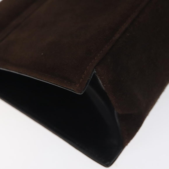 Salvatore Ferragamo Chain Shoulder Bag Suede Navy Gold Auth kk512