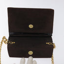 Salvatore Ferragamo Chain Shoulder Bag Suede Navy Gold Auth kk512-14