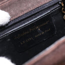 Salvatore Ferragamo Chain Shoulder Bag Suede Navy Gold Auth kk512-15