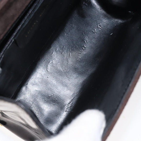 Salvatore Ferragamo Chain Shoulder Bag Suede Navy Gold Auth kk512