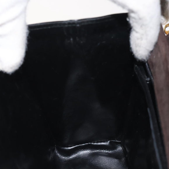 Salvatore Ferragamo Chain Shoulder Bag Suede Navy Gold Auth kk512