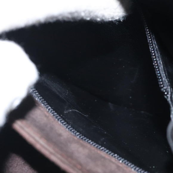 Salvatore Ferragamo Chain Shoulder Bag Suede Navy Gold Auth kk512