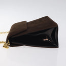 Salvatore Ferragamo Chain Shoulder Bag Suede Navy Gold Auth kk512-5