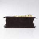 Salvatore Ferragamo Chain Shoulder Bag Suede Navy Gold Auth kk512-9