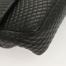 BALLY Chain Shoulder Bag Leather Black Gold Auth kk523-8