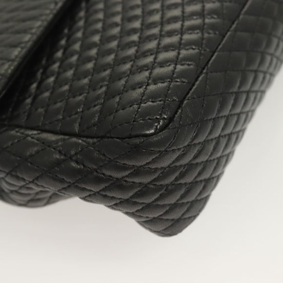 BALLY Chain Shoulder Bag Leather Black Gold Auth kk523