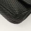 BALLY Chain Shoulder Bag Leather Black Gold Auth kk523-15