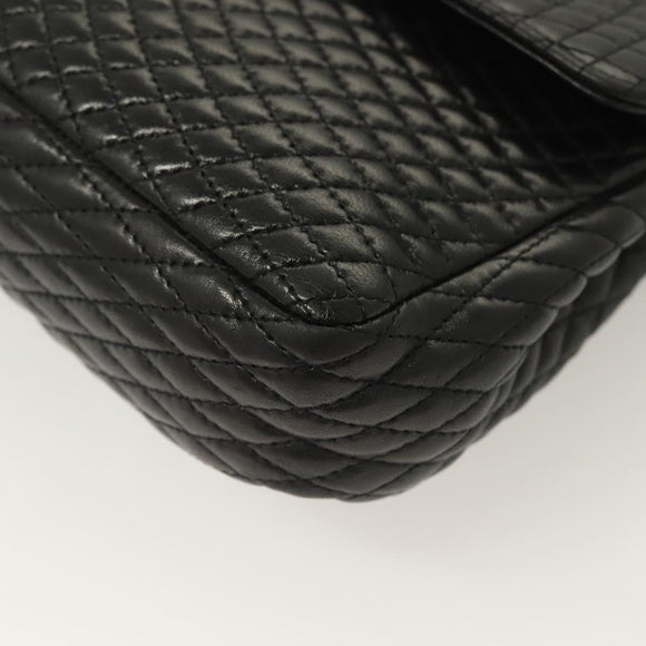 BALLY Chain Shoulder Bag Leather Black Gold Auth kk523