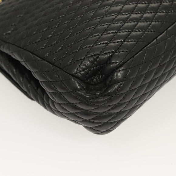 BALLY Chain Shoulder Bag Leather Black Gold Auth kk523