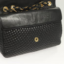 BALLY Chain Shoulder Bag Leather Black Gold Auth kk523-10