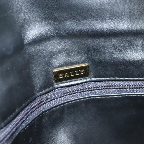 BALLY Chain Shoulder Bag Leather Black Gold Auth kk523
