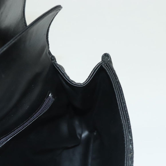 BALLY Chain Shoulder Bag Leather Black Gold Auth kk523