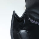 BALLY Chain Shoulder Bag Leather Black Gold Auth kk523-20