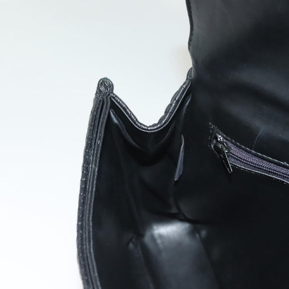 BALLY Chain Shoulder Bag Leather Black Gold Auth kk523