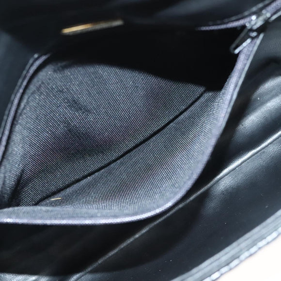 BALLY Chain Shoulder Bag Leather Black Gold Auth kk523