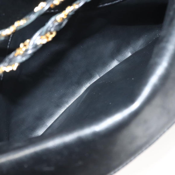 BALLY Chain Shoulder Bag Leather Black Gold Auth kk523