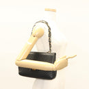 BALLY Chain Shoulder Bag Leather Black Gold Auth kk523-24