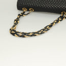 BALLY Chain Shoulder Bag Leather Black Gold Auth kk523-7
