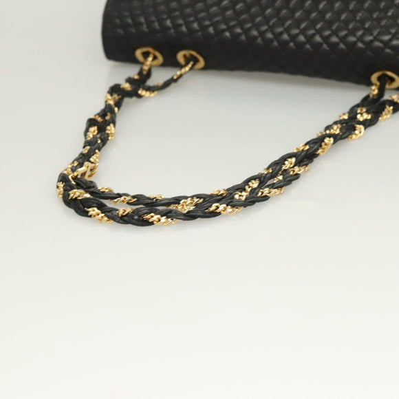 BALLY Chain Shoulder Bag Leather Black Gold Auth kk523