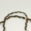 BALLY Chain Shoulder Bag Leather Black Gold Auth kk523-14