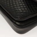 BALLY Chain Shoulder Bag Leather Black Gold Auth kk524-14