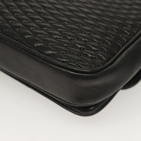 BALLY Chain Shoulder Bag Leather Black Gold Auth kk524