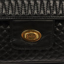 BALLY Chain Shoulder Bag Leather Black Gold Auth kk524-14