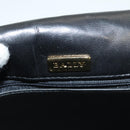 BALLY Chain Shoulder Bag Leather Black Gold Auth kk524-16
