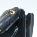 BALLY Chain Shoulder Bag Leather Black Gold Auth kk524-18