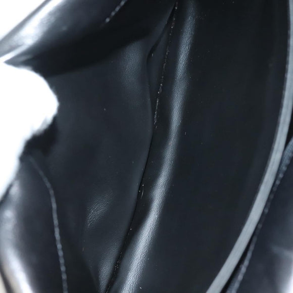 BALLY Chain Shoulder Bag Leather Black Gold Auth kk524