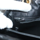 BALLY Chain Shoulder Bag Leather Black Gold Auth kk524-21