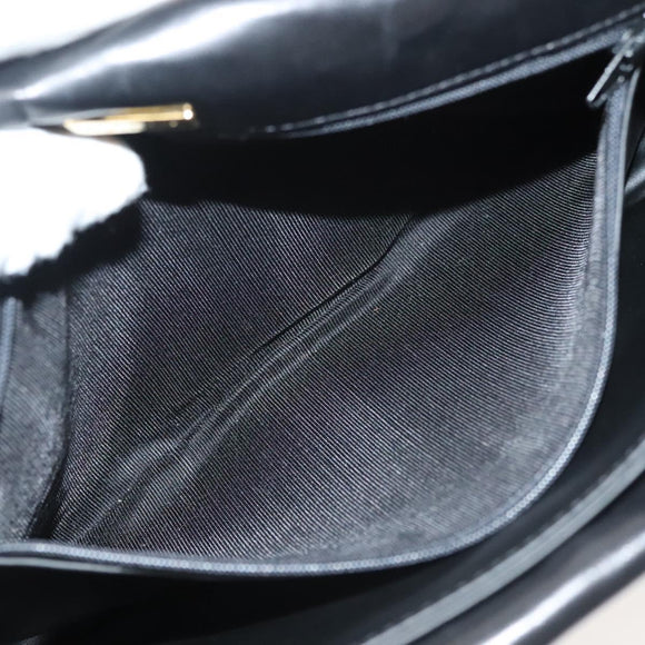 BALLY Chain Shoulder Bag Leather Black Gold Auth kk524