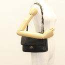 BALLY Chain Shoulder Bag Leather Black Gold Auth kk524-23