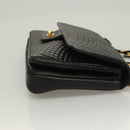 BALLY Chain Shoulder Bag Leather Black Gold Auth kk524-3