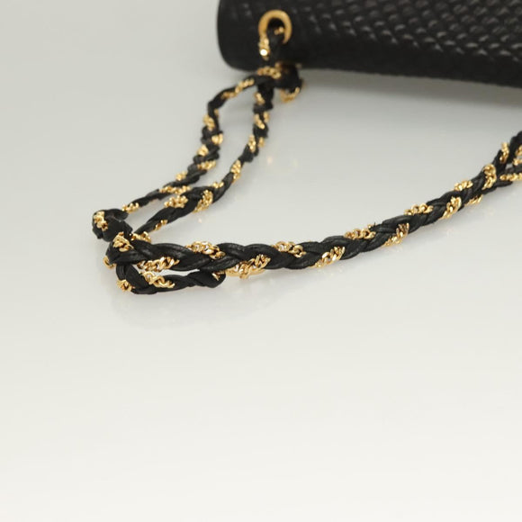 BALLY Chain Shoulder Bag Leather Black Gold Auth kk524