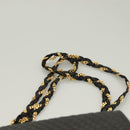 BALLY Chain Shoulder Bag Leather Black Gold Auth kk524-8