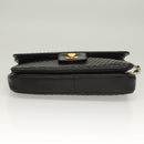 BALLY Chain Shoulder Bag Leather Black Gold Auth kk524-5