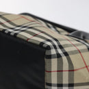 BURBERRY Nova Check Blue Label Hand Bag Nylon Beige Silver Auth kk530-9